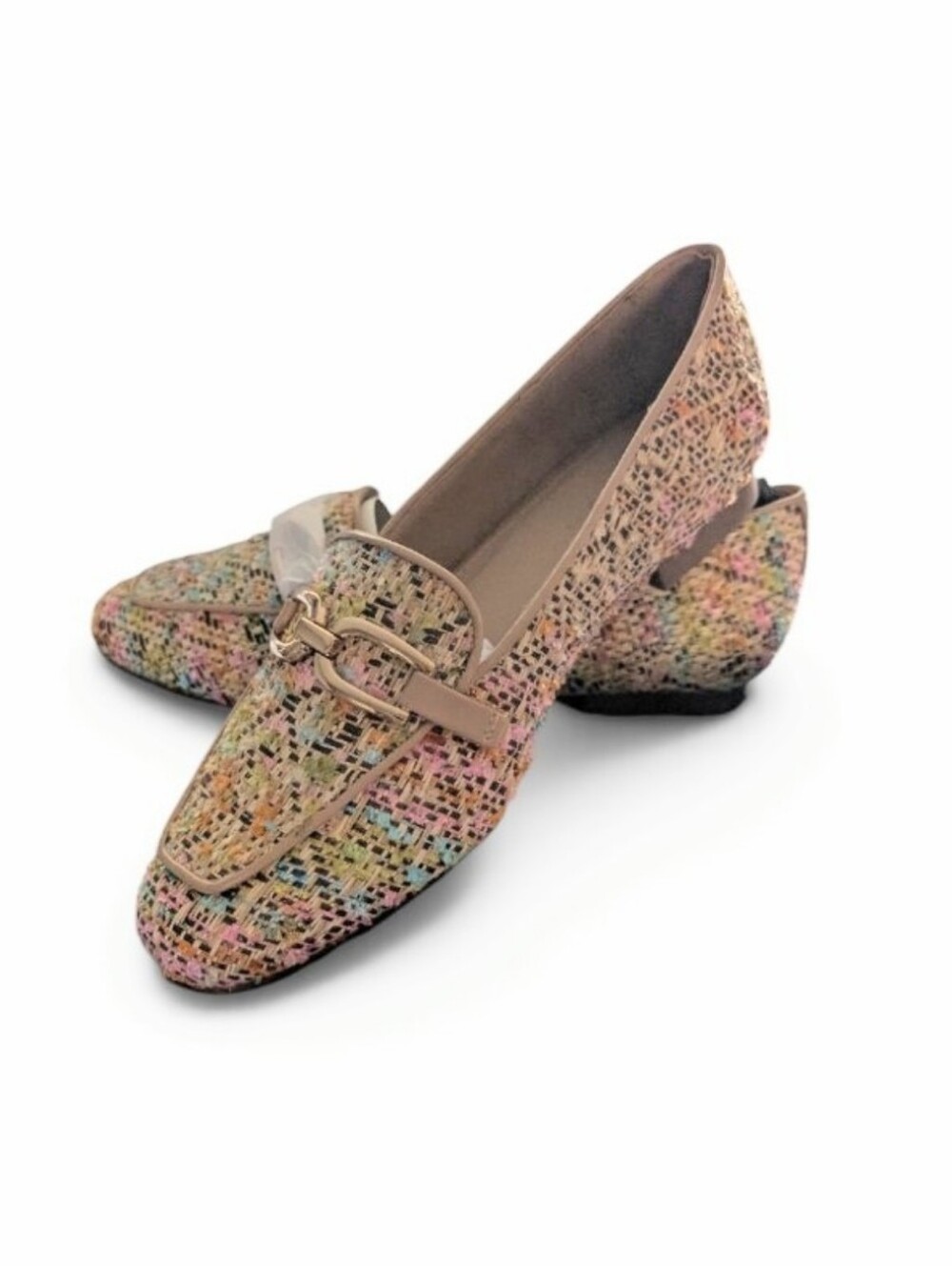 Tahari NIB Royal Multicolor Woven Floral Loafers Sz.9